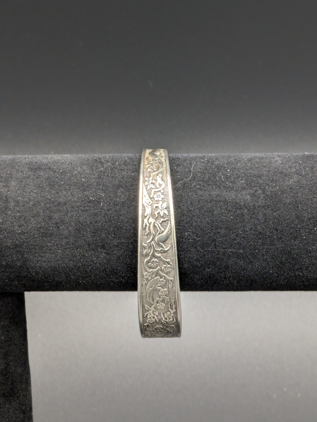 Etched Silver Bird Cuff