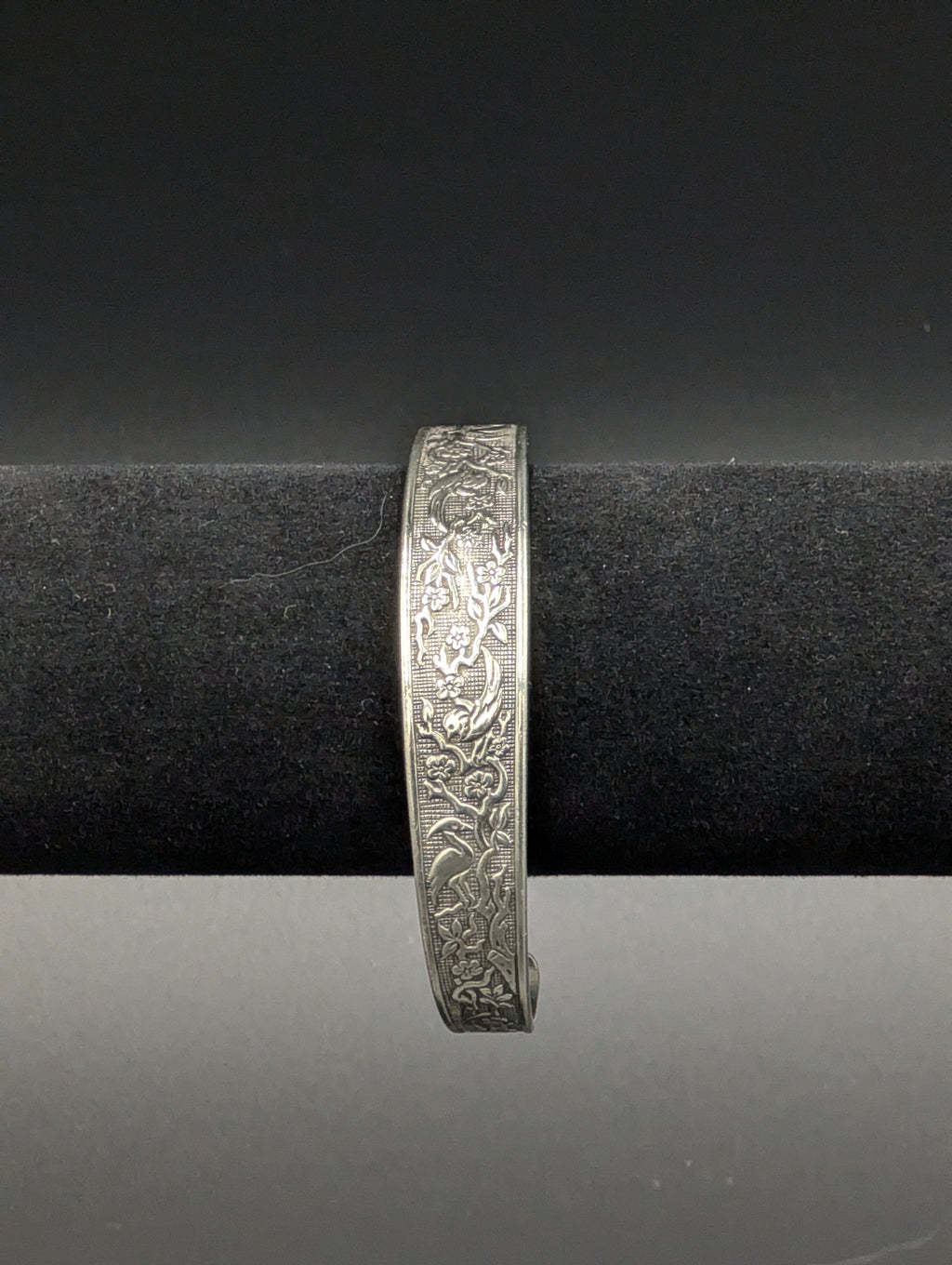 Etched Silver Bird Cuff