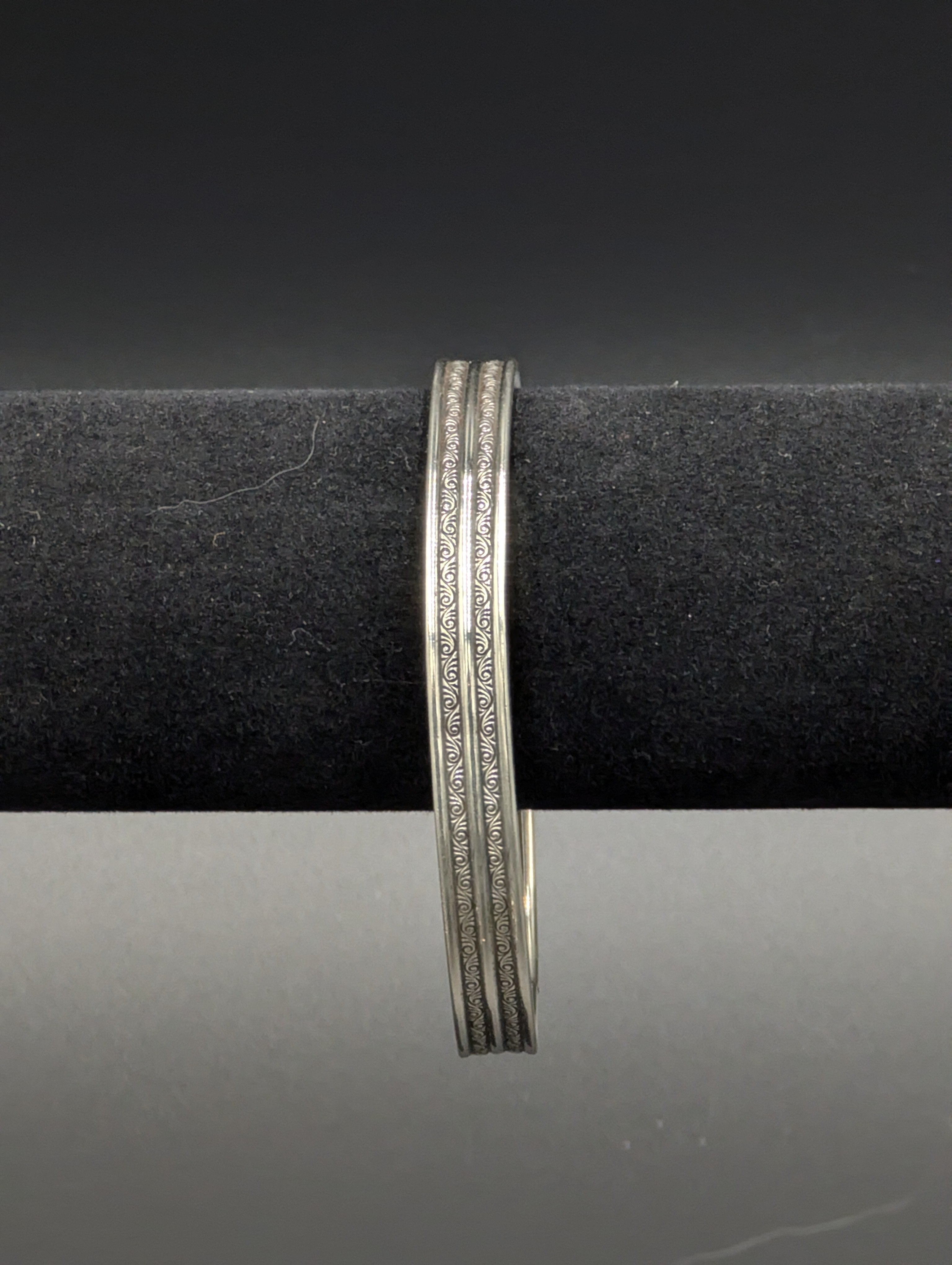 Etched Silver Bangle