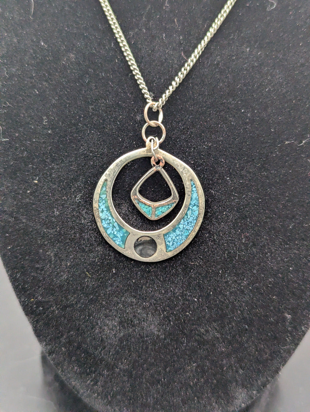 Double Turqoise Inlay Pendant