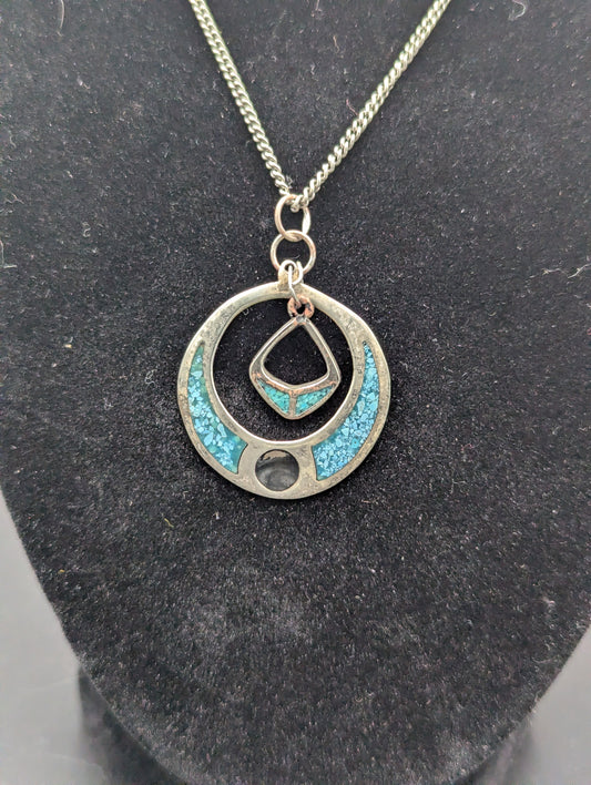 Double Turqoise Inlay Pendant