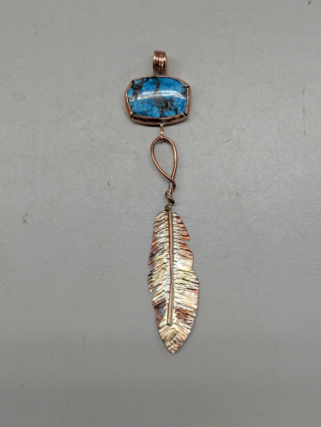 Turquoise & Feather Pendant