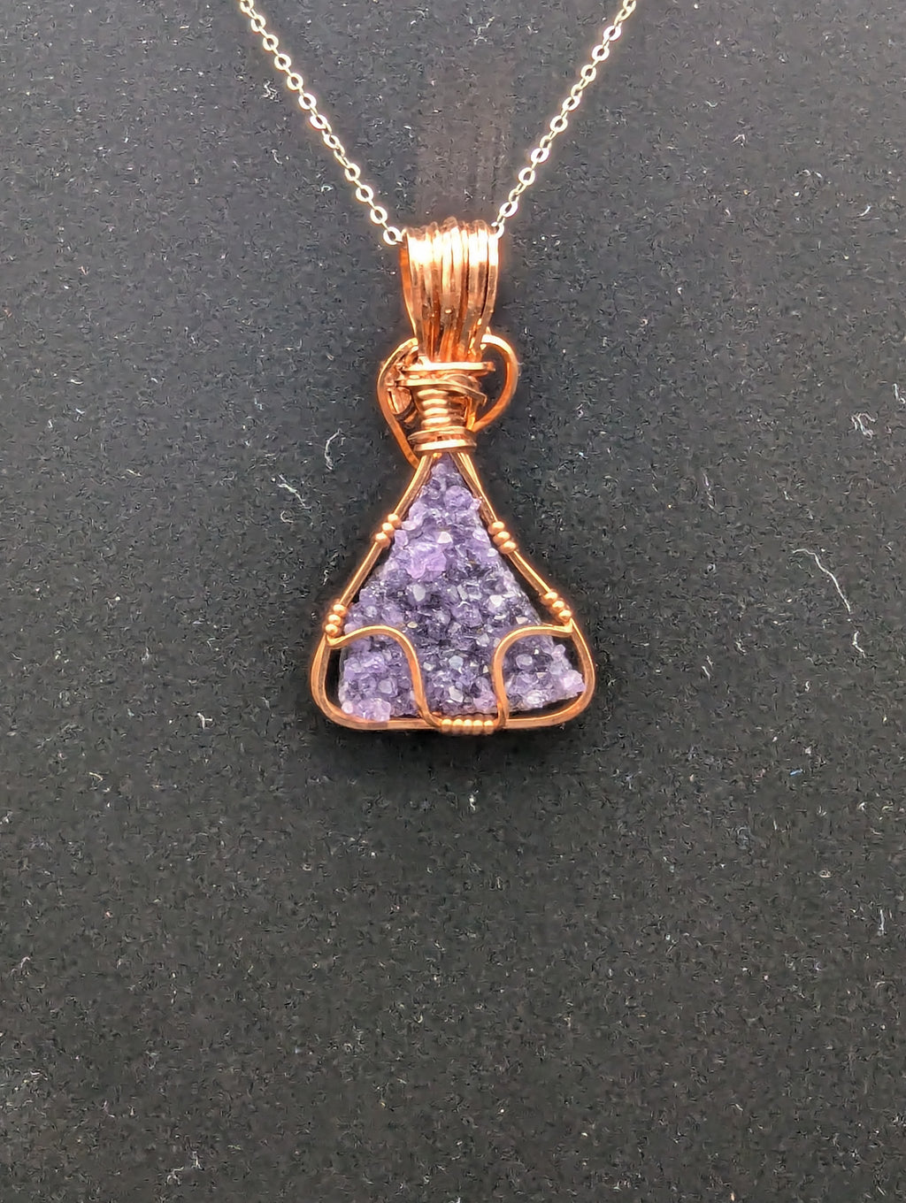 Wire Wrapped Amathyst Geode Pendant