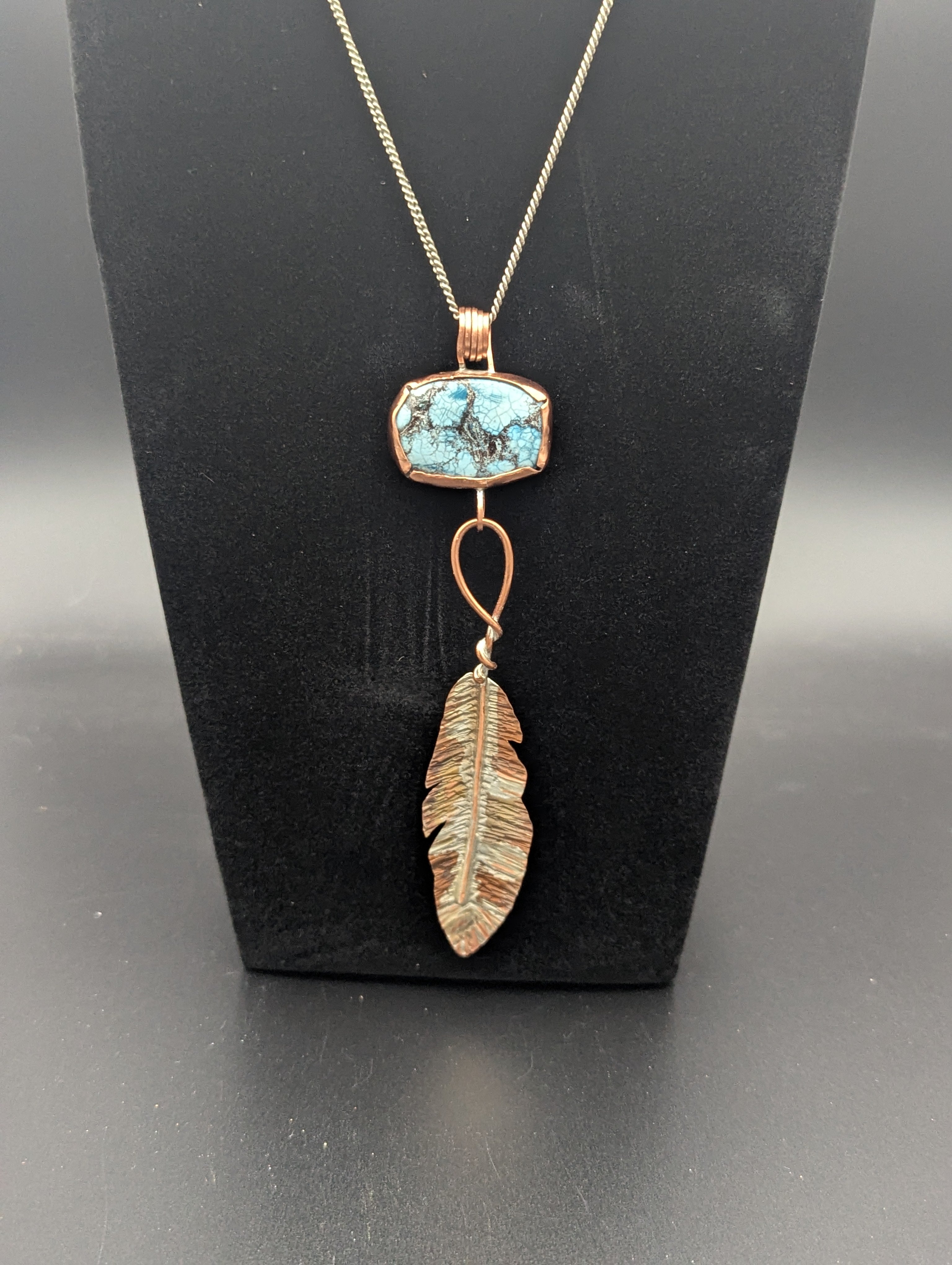 Turquoise & Feather Pendant