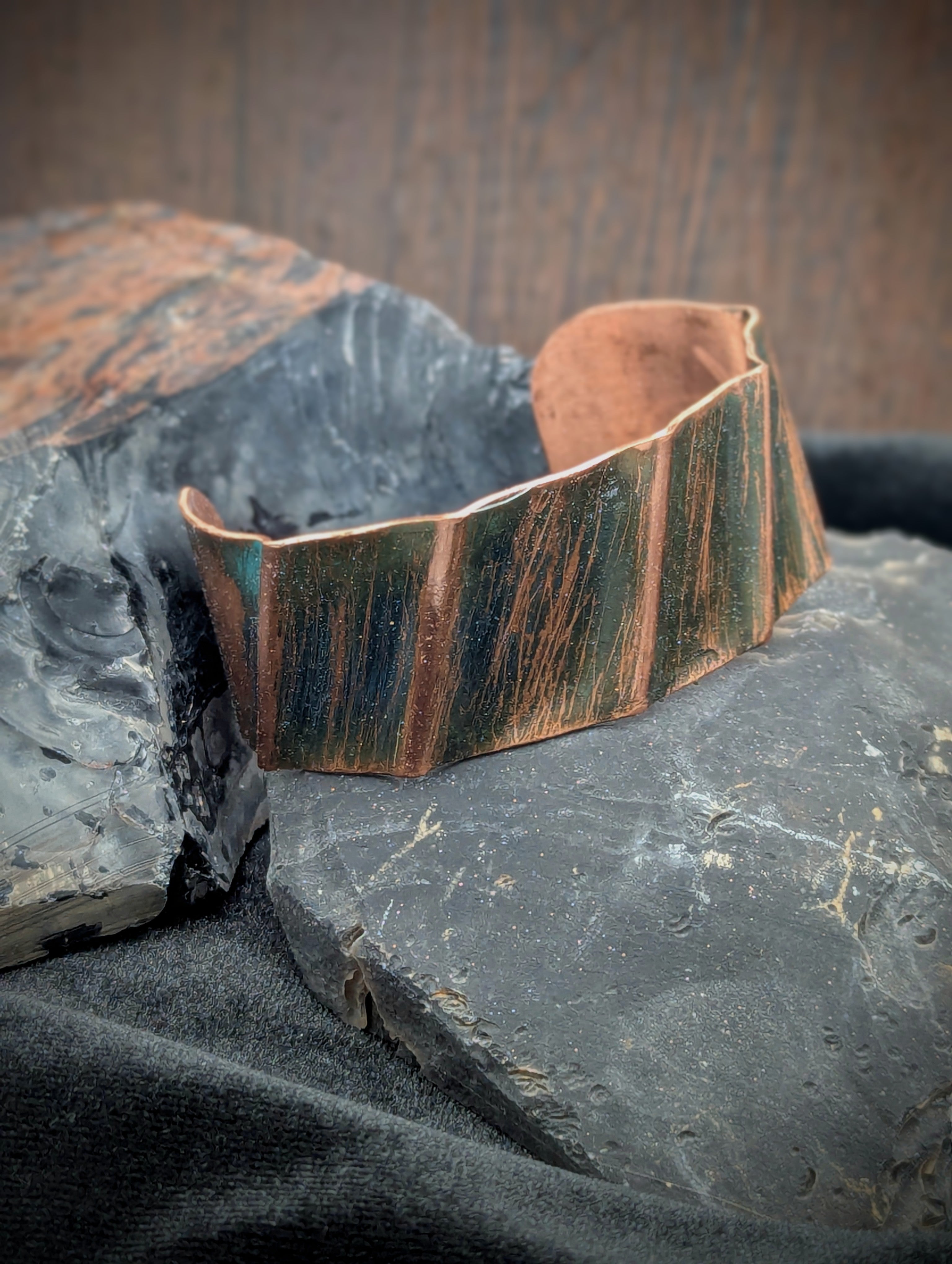 Patina Folded Copper Cuff