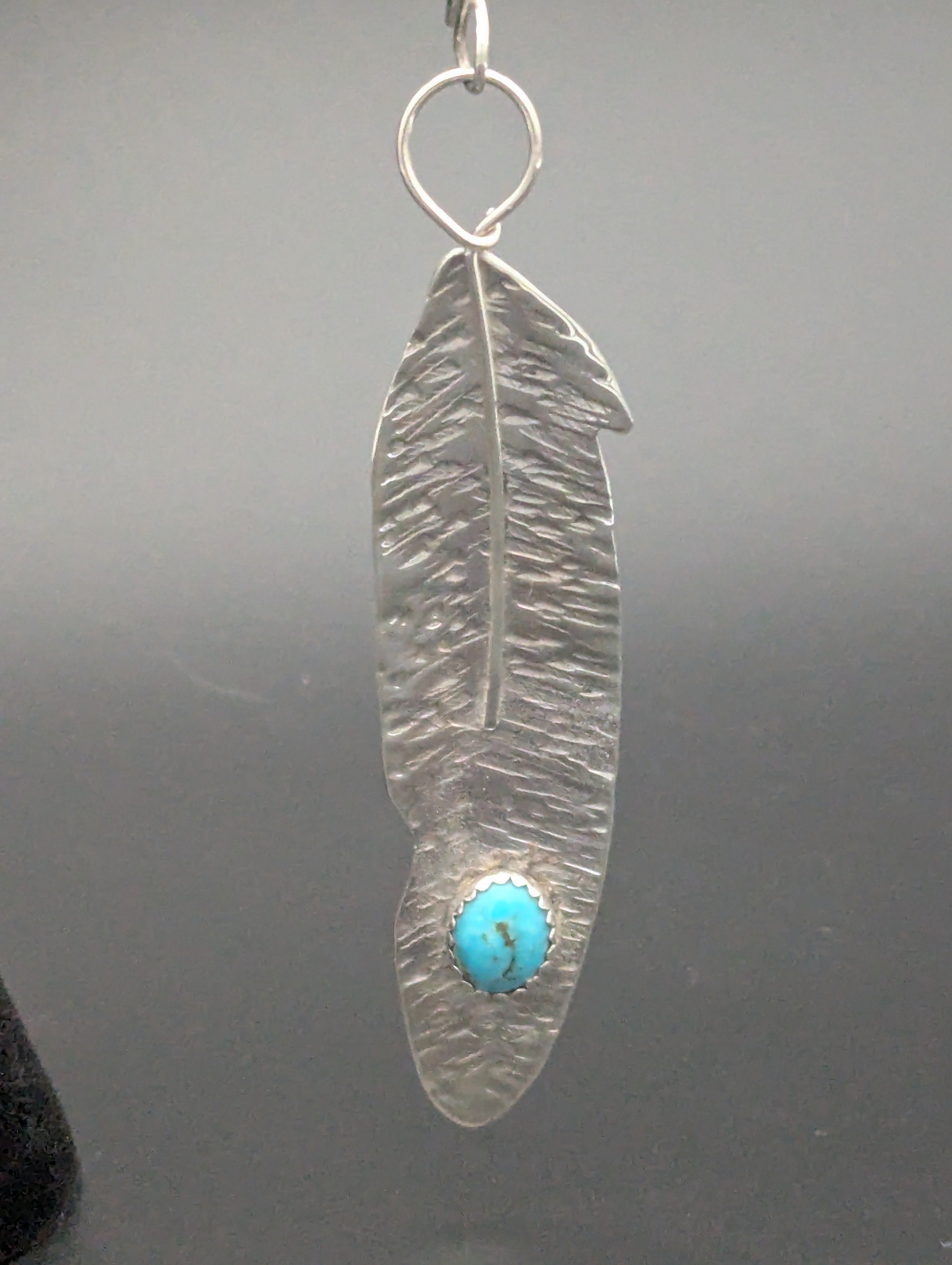 Silver Dangle Feather Earrings