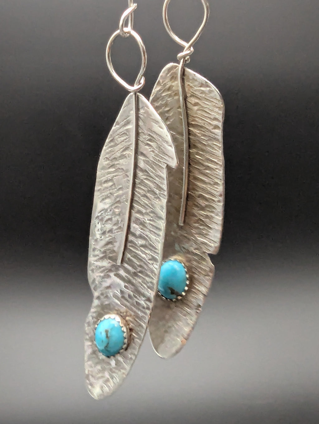 Silver Dangle Feather Earrings