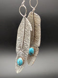 Silver Dangle Feather Earrings