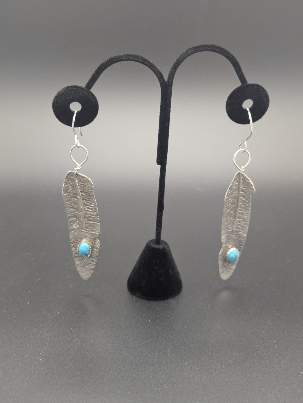 Silver Dangle Feather Earrings