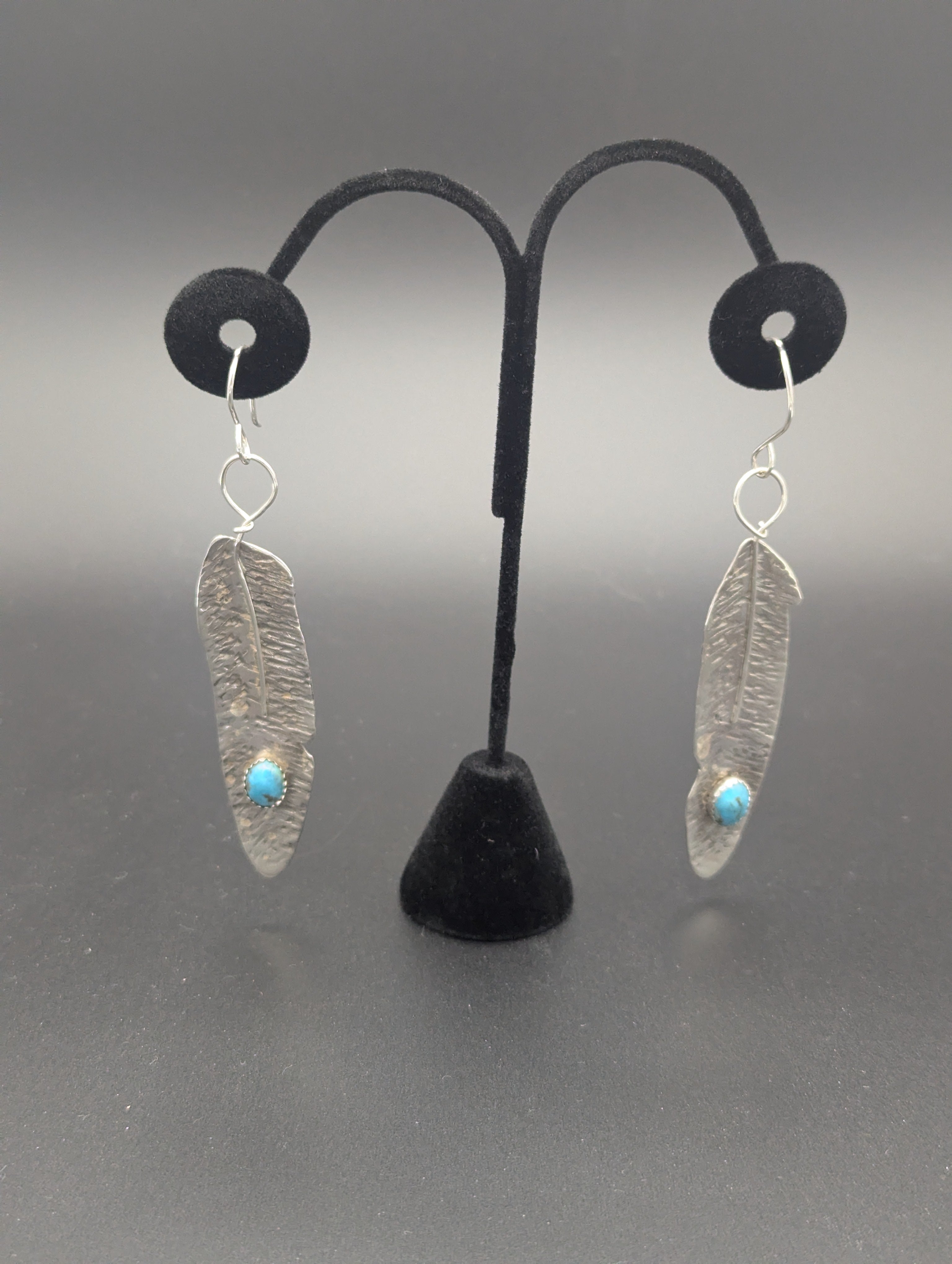 Silver Dangle Feather Earrings
