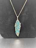 Turquoise Inlay Feather Pendant